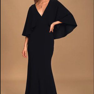 Lulus Spotlight Stealer Cape Sleeve Maxi Dress